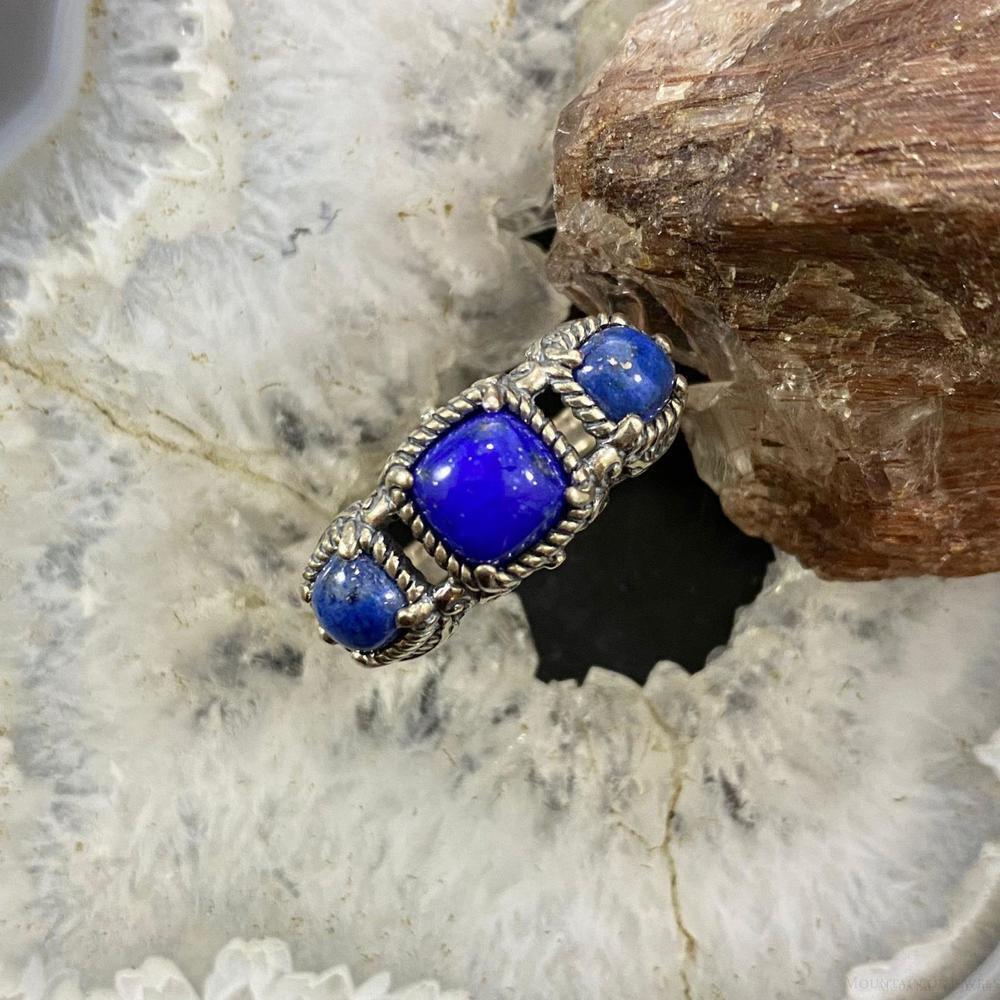 Carolyn Pollack Sterling Lapis Lazuli & Denim Lapis Decorated Ring For Women - Picture 2 of 10